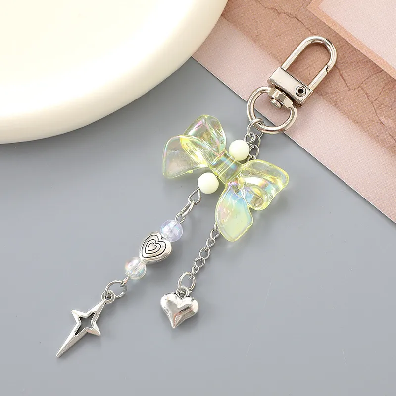 1 Piece Elegant Basic Lady Bow Knot Beaded Acrylic Beaded Bag Pendant Keychain display picture 5