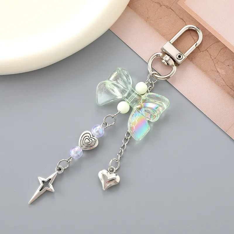 1 Piece Elegant Basic Lady Bow Knot Beaded Acrylic Beaded Bag Pendant Keychain display picture 3