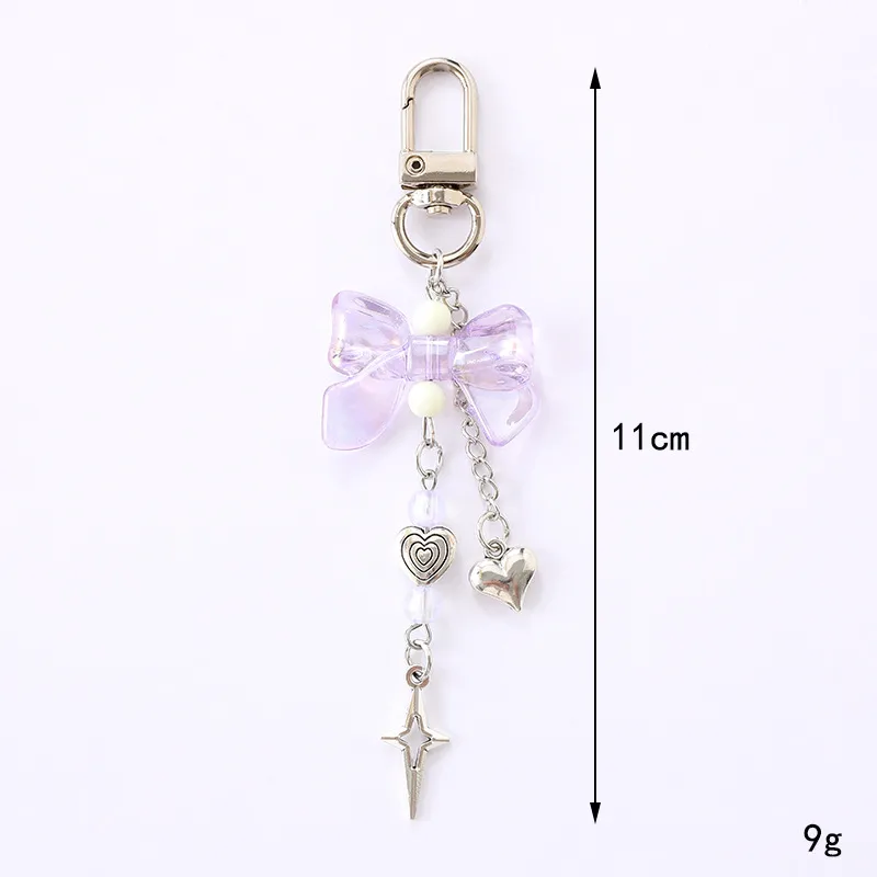 1 Piece Elegant Basic Lady Bow Knot Beaded Acrylic Beaded Bag Pendant Keychain display picture 2