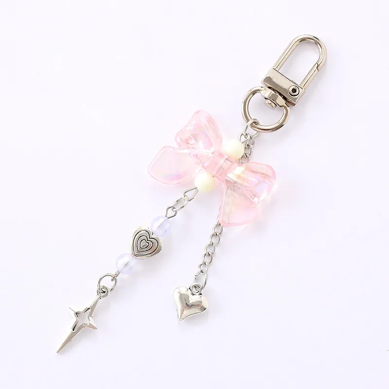 1 Piece Elegant Basic Lady Bow Knot Beaded Acrylic Beaded Bag Pendant Keychain display picture 7