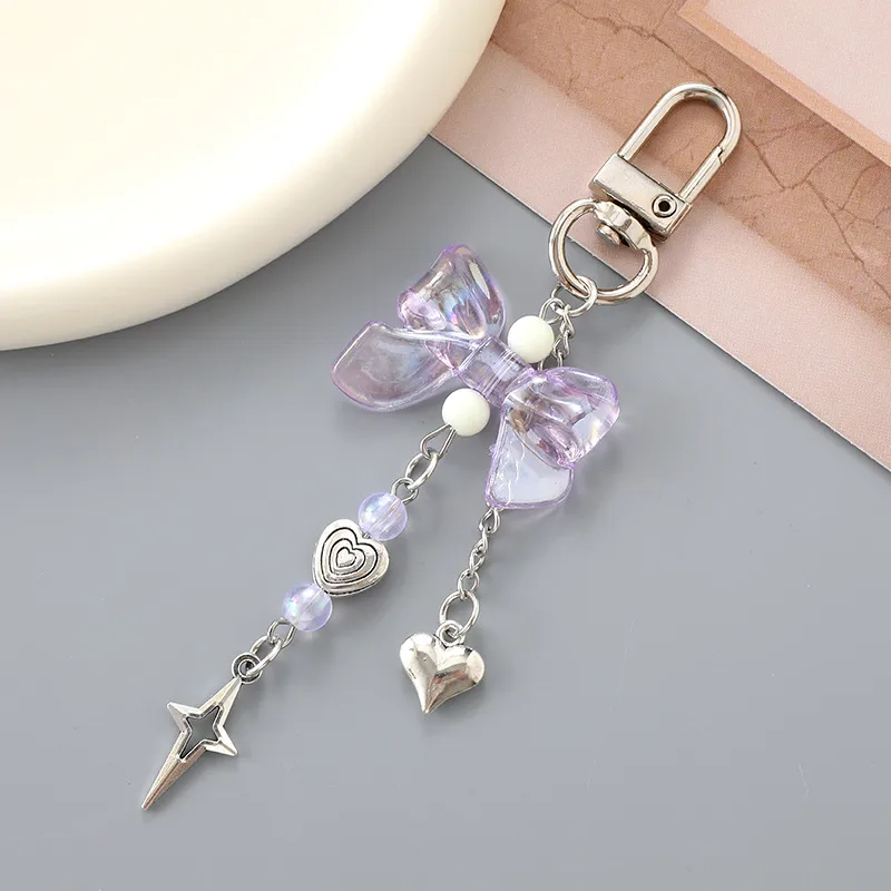 1 Piece Elegant Basic Lady Bow Knot Beaded Acrylic Beaded Bag Pendant Keychain display picture 4