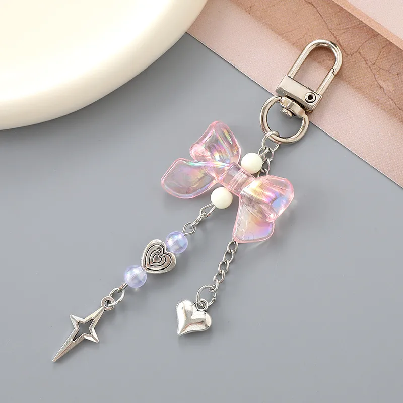 1 Piece Elegant Basic Lady Bow Knot Beaded Acrylic Beaded Bag Pendant Keychain display picture 6