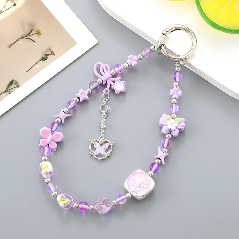 1 Piece Elegant Lady Star Butterfly Beaded Beaded Bag Pendant Mobile Phone Chain Keychain display picture 5
