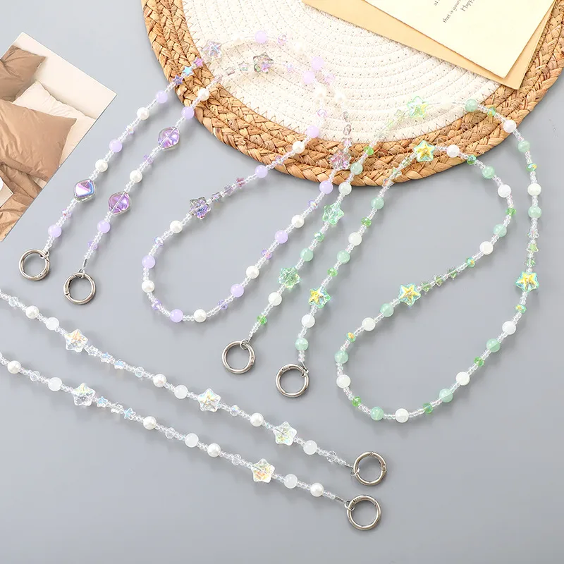 1 Piece Elegant Lady Star Beaded Beaded Bag Pendant Mobile Phone Chain Keychain display picture 1