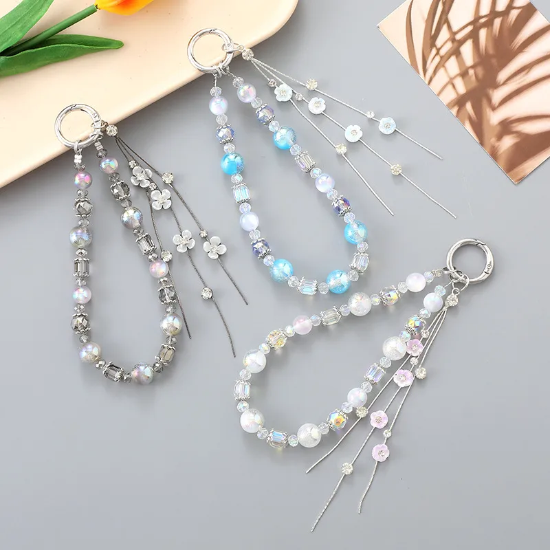 1 Piece Elegant Lady Flower Beaded Beaded Bag Pendant Mobile Phone Chain Keychain display picture 1
