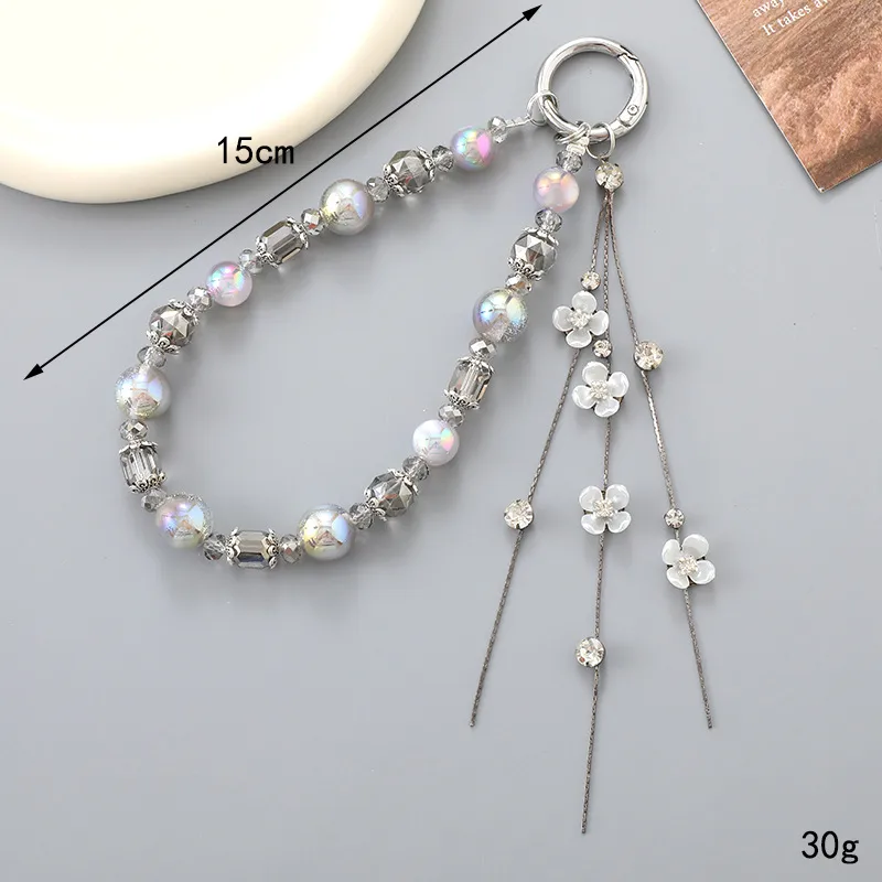 1 Piece Elegant Lady Flower Beaded Beaded Bag Pendant Mobile Phone Chain Keychain display picture 4