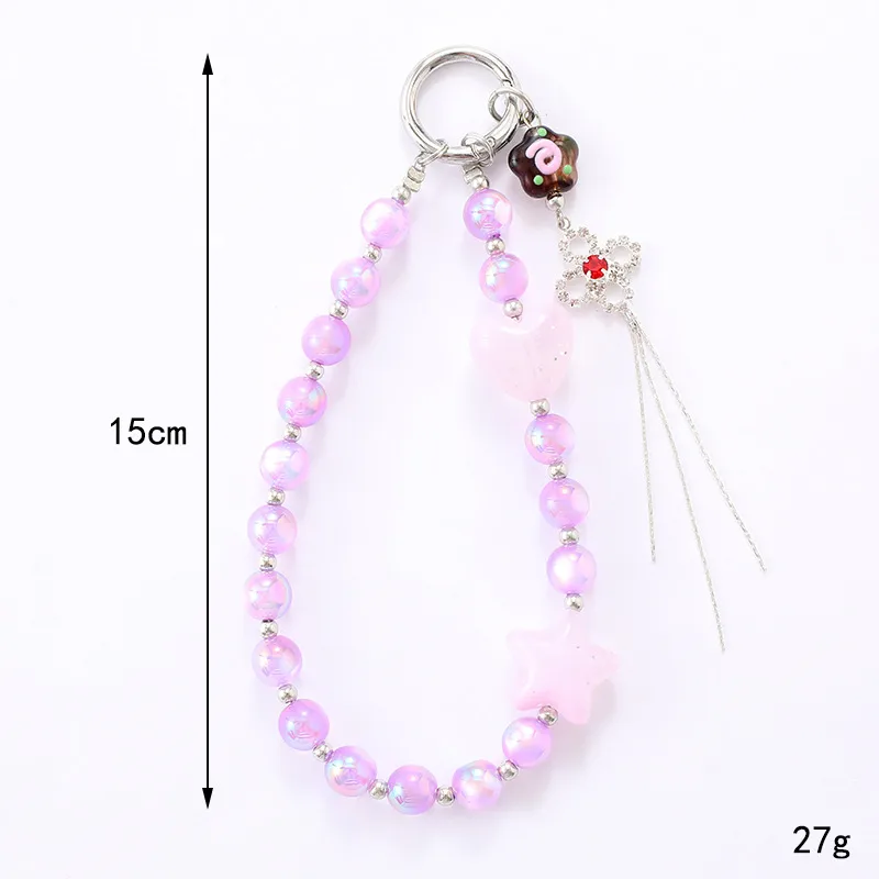 1 Piece Elegant Lady Star Heart Shape Beaded Beaded Bag Pendant Mobile Phone Chain Keychain display picture 2