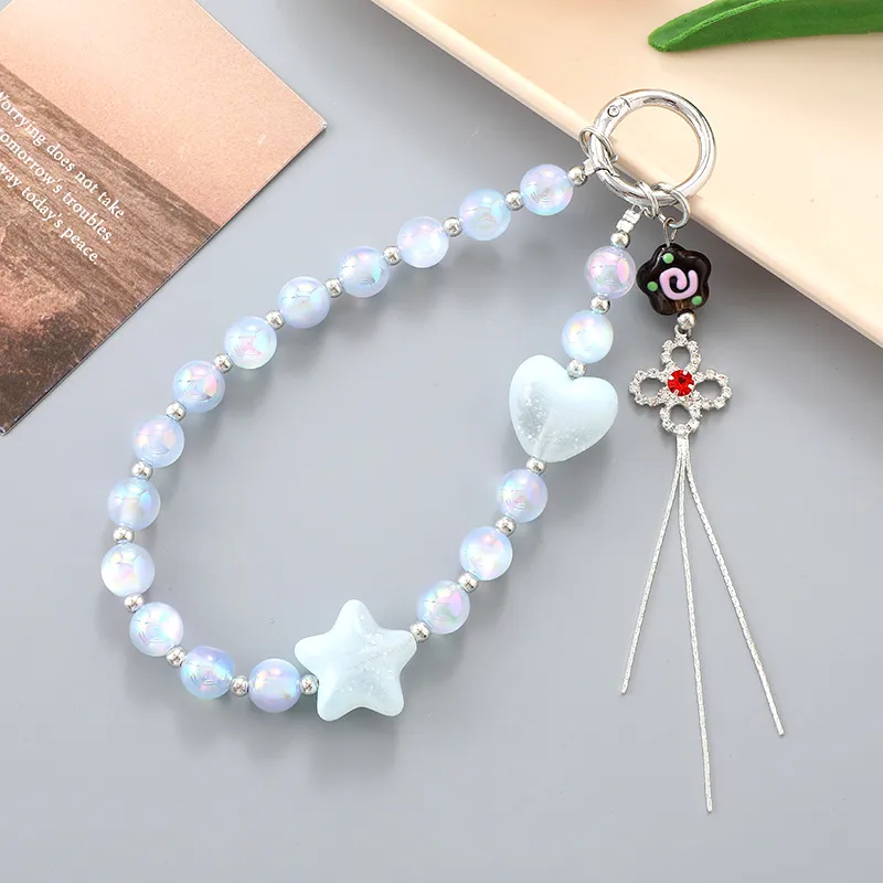 1 Piece Elegant Lady Star Heart Shape Beaded Beaded Bag Pendant Mobile Phone Chain Keychain display picture 4