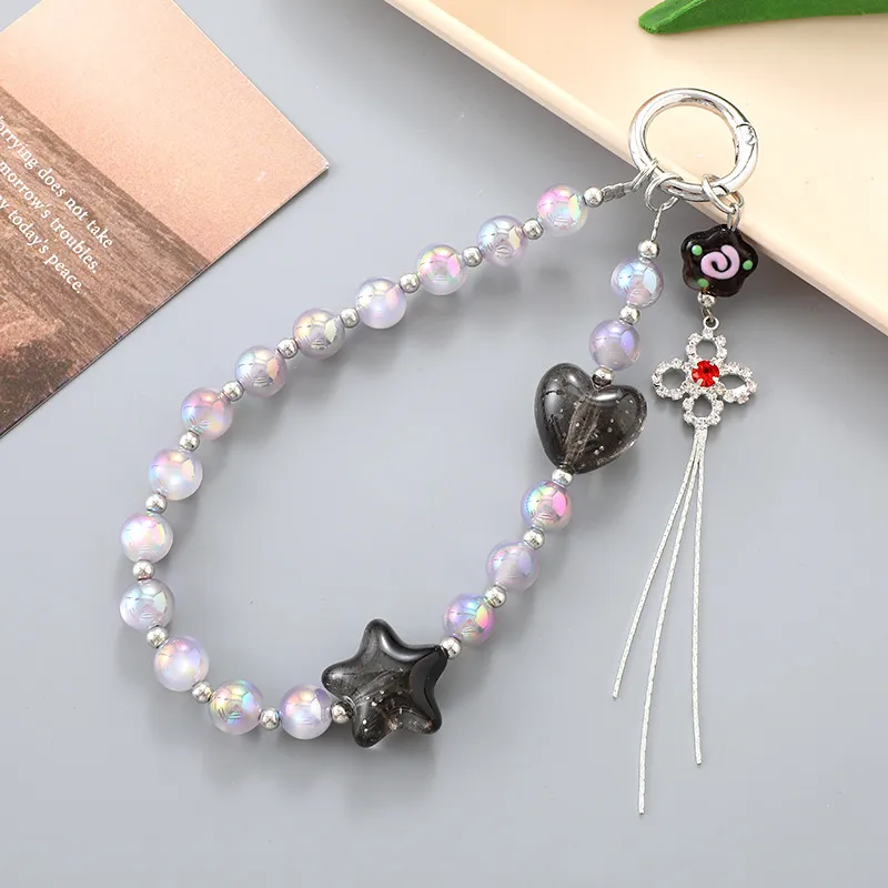 1 Piece Elegant Lady Star Heart Shape Beaded Beaded Bag Pendant Mobile Phone Chain Keychain display picture 5