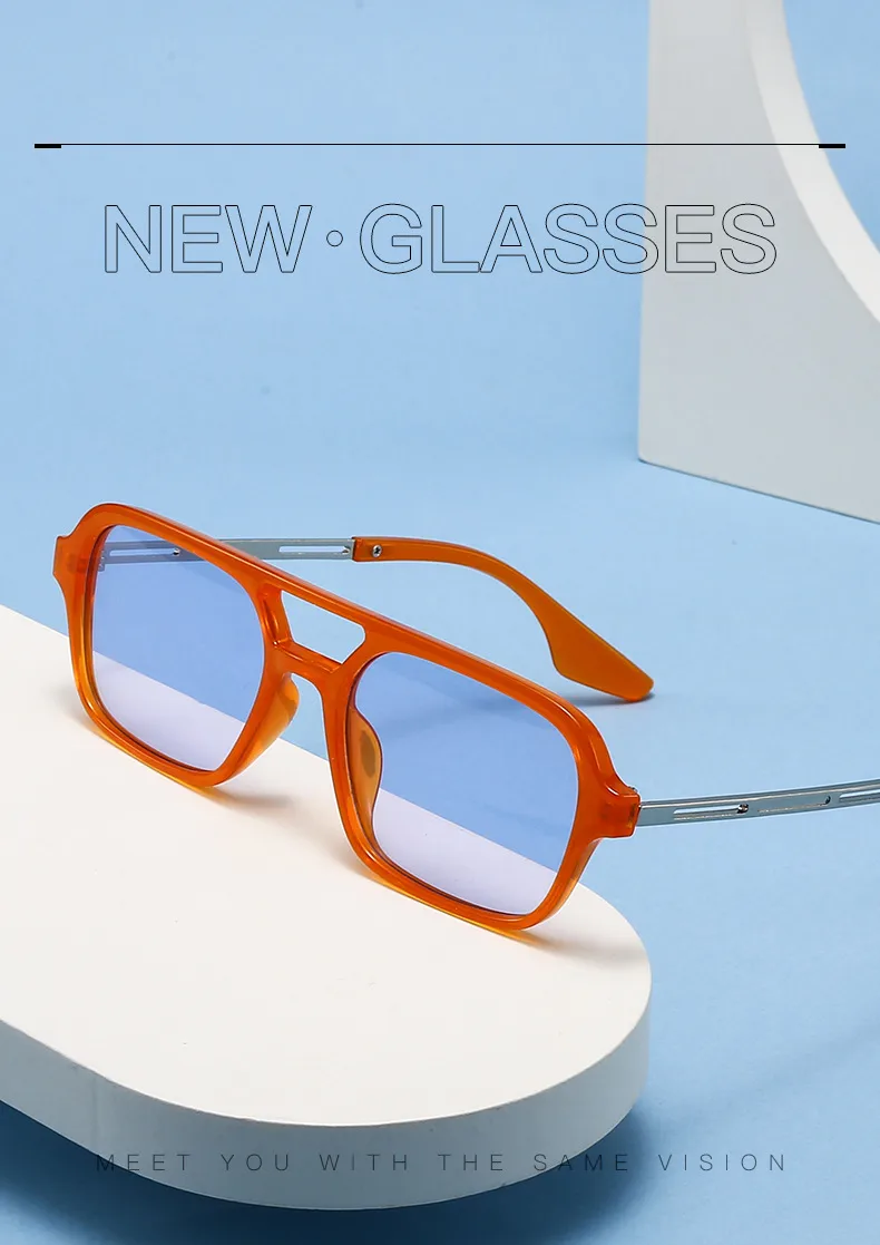 New  Double Beam Aviator Sunglasses Women's Online Red Sunglasses Travel Fashion Wear Men's New Sunglasses display picture 1