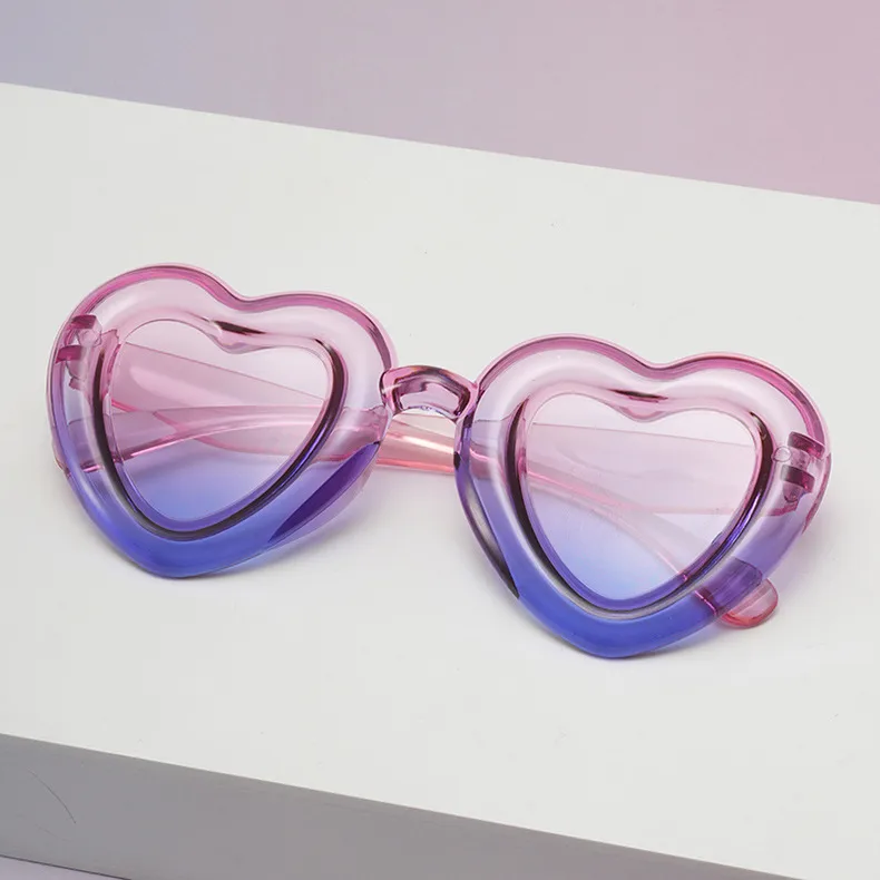 Children's Love Sunglasses Candy Color Peach Heart Children's Sunglasses Peng Balls Baby Glasses SUNGLASSES display picture 1