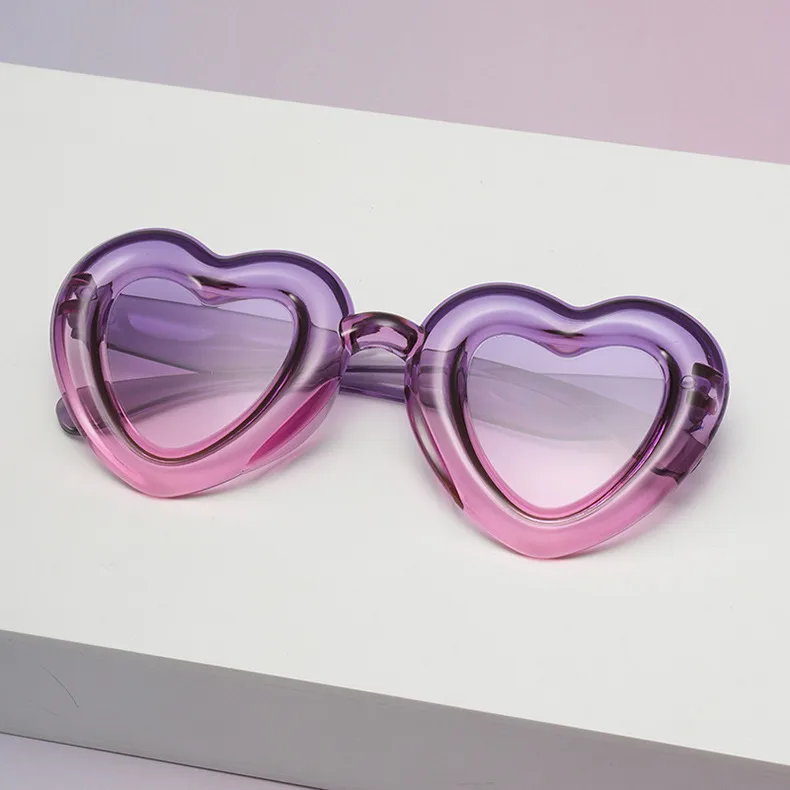 Children's Love Sunglasses Candy Color Peach Heart Children's Sunglasses Peng Balls Baby Glasses SUNGLASSES display picture 2