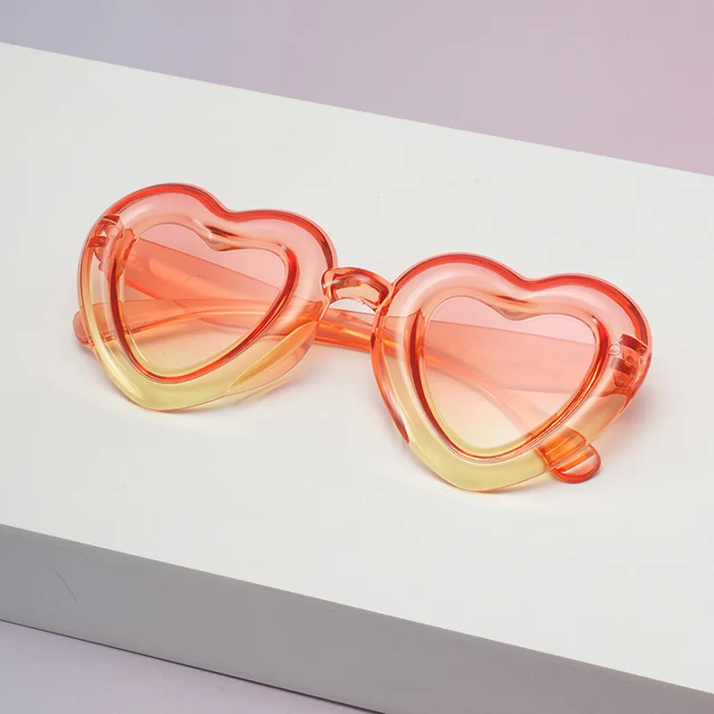 Children's Love Sunglasses Candy Color Peach Heart Children's Sunglasses Peng Balls Baby Glasses SUNGLASSES display picture 7