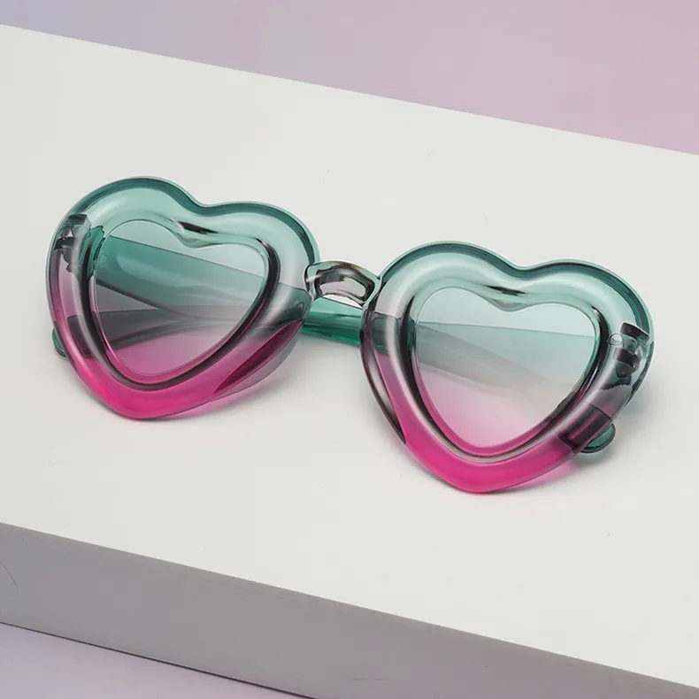 Children's Love Sunglasses Candy Color Peach Heart Children's Sunglasses Peng Balls Baby Glasses SUNGLASSES display picture 5