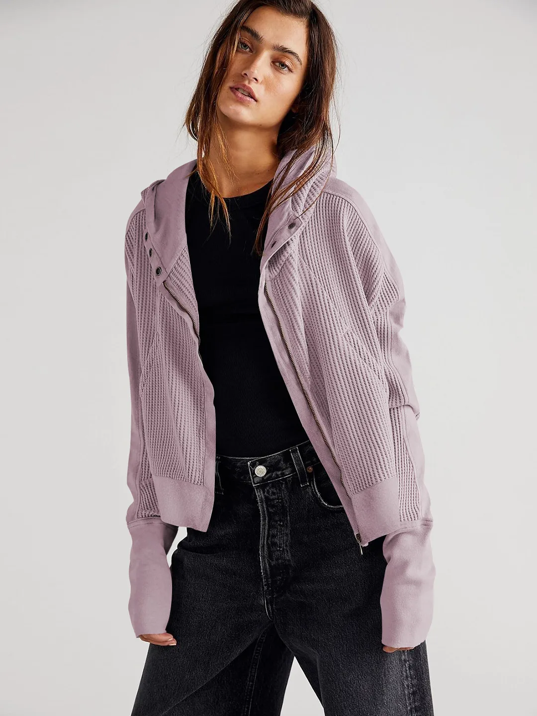 Explosions Sweater Zipper Button Long Sleeve Loose Casual Top Autumn And Winter Fashion Brand All-match Hoodie display picture 13