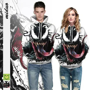 Explosions Halloween Blood Drops Digital Printing Hooded Sweater  Large Size Couple Jacket Hooded display picture 5