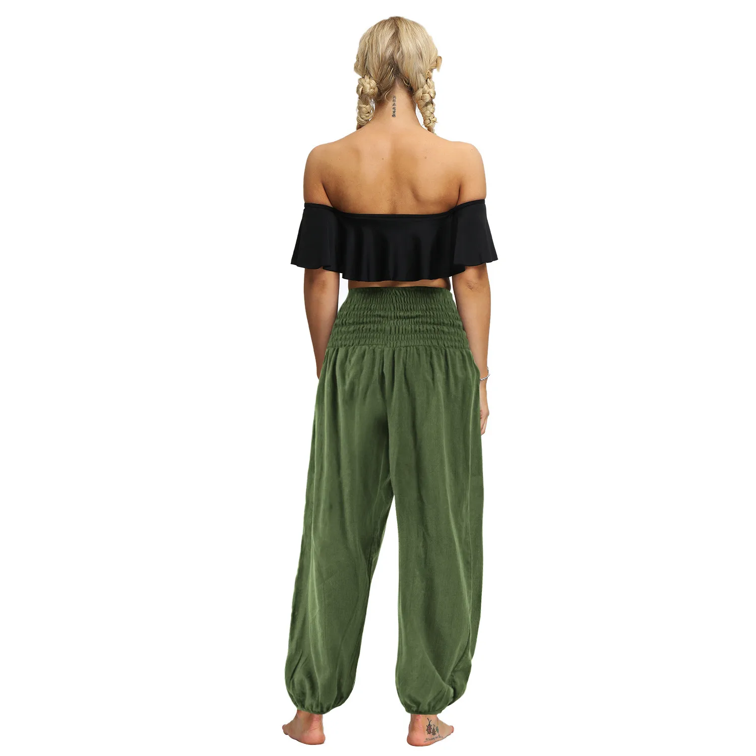 New Sports Yoga Pants High Waist Pocket Bloomers Summer  Explosion Wide Leg Casual Pants For Women display picture 6