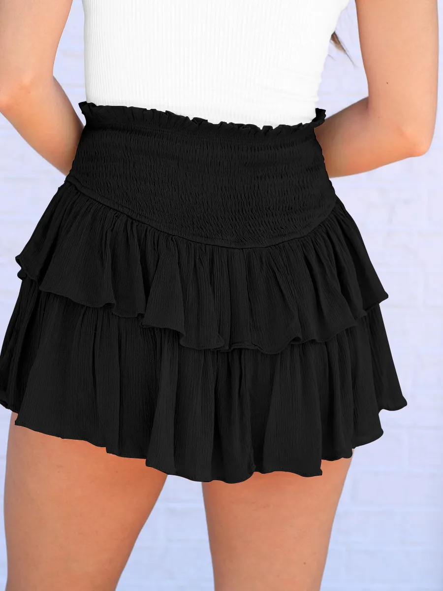 In Stock Wholesale  Fashion Plain Women's Clothing Summer New Fashion Pleated Skirt Sexy Hot Girl Lotus Leaf Skirt display picture 5