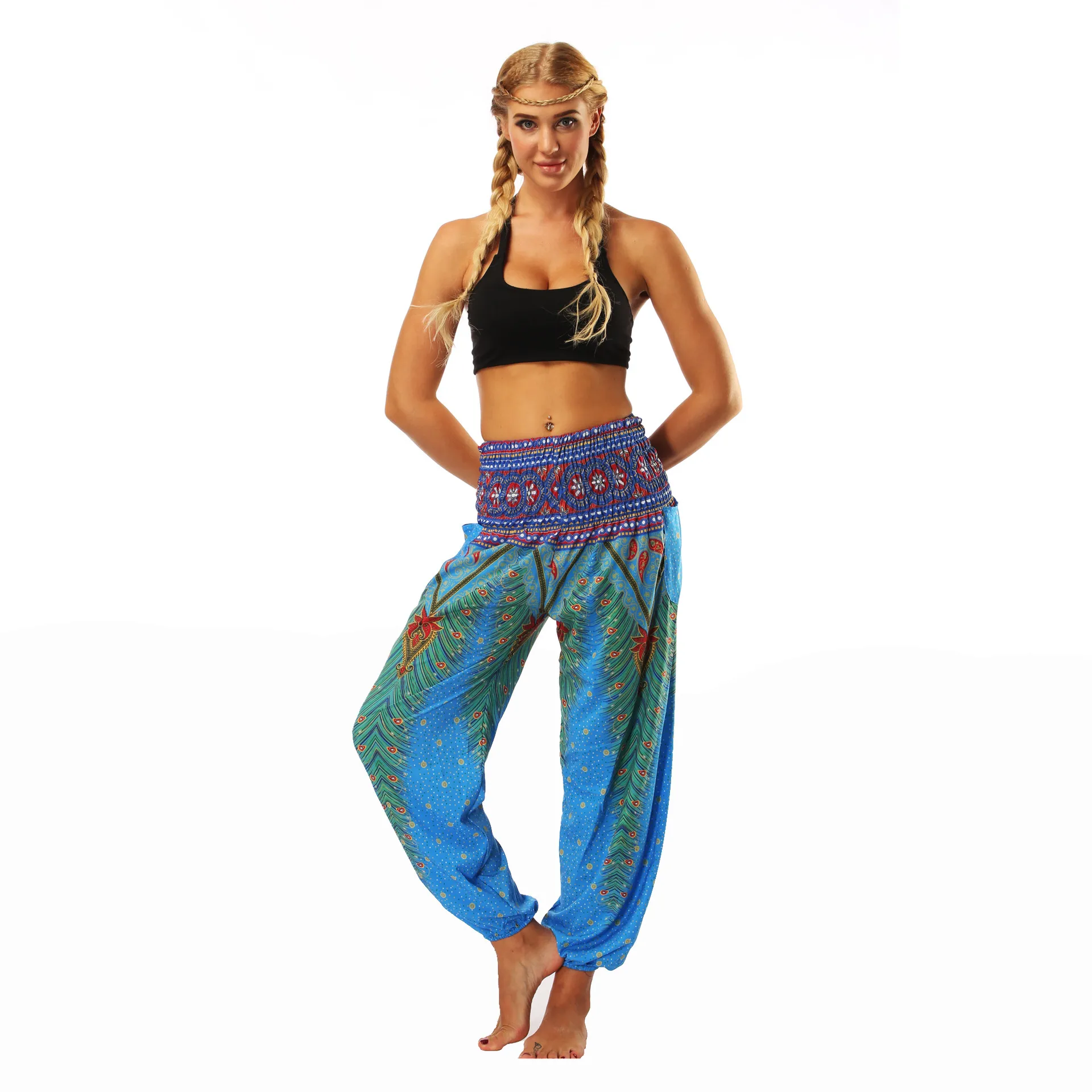 New Ethnic Style Digital Printing Women's Trousers Sports Casual Pants Loose High Waist Bloomers Spot display picture 4