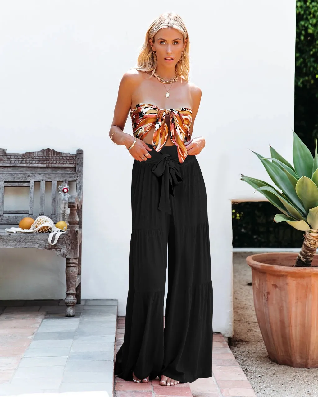 Factory Direct Sales Plain Fashion  Summer New Women's Clothing Fashion Casual Pleated Wide Leg Trousers Loose Pants display picture 8