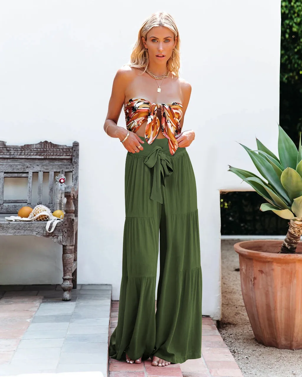 Factory Direct Sales Plain Fashion  Summer New Women's Clothing Fashion Casual Pleated Wide Leg Trousers Loose Pants display picture 16