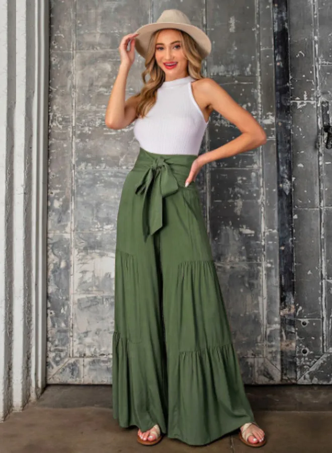 Factory Direct Sales Plain Fashion  Summer New Women's Clothing Fashion Casual Pleated Wide Leg Trousers Loose Pants display picture 21