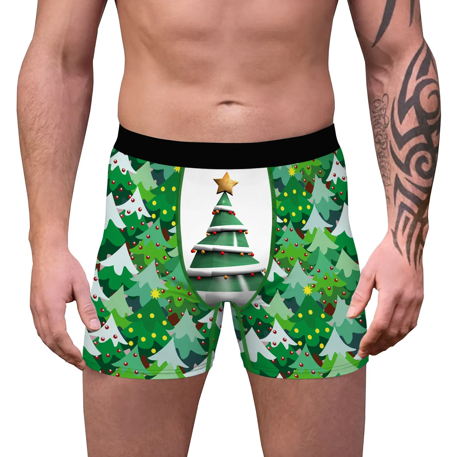 A Generation Of Bow Tie Christmas Digital Printing Men's Stretch Comfortable Breathable Underwear Gift Popular Boxers display picture 9