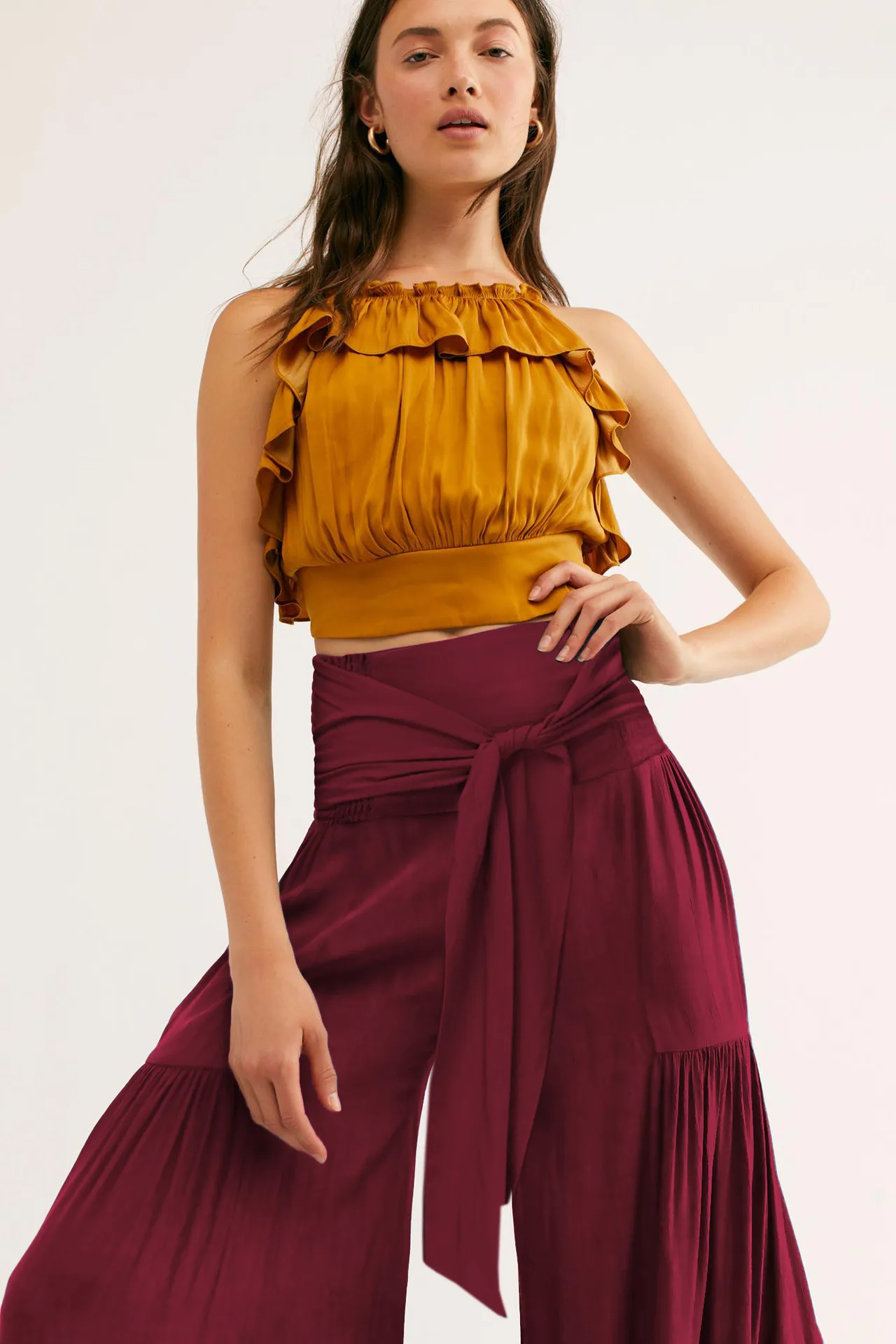Factory Direct Sales Plain Fashion  Summer New Women's Clothing Fashion Casual Pleated Wide Leg Trousers Loose Pants display picture 33