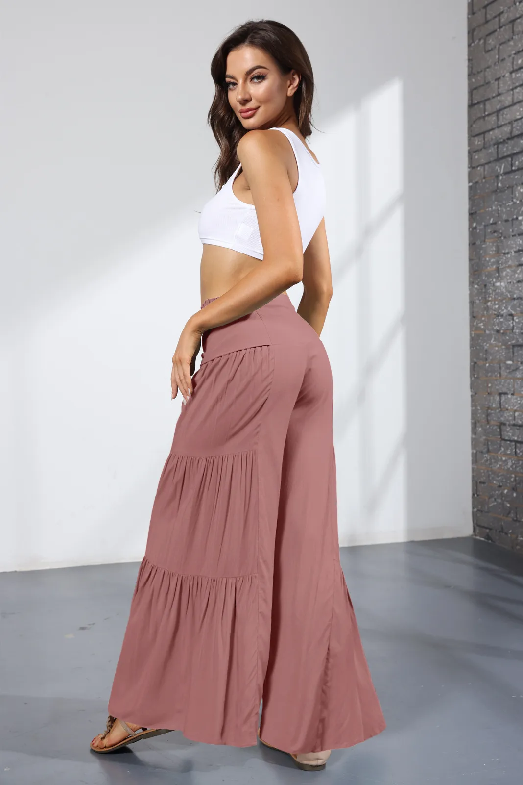 Factory Direct Sales Plain Fashion  Summer New Women's Clothing Fashion Casual Pleated Wide Leg Trousers Loose Pants display picture 41