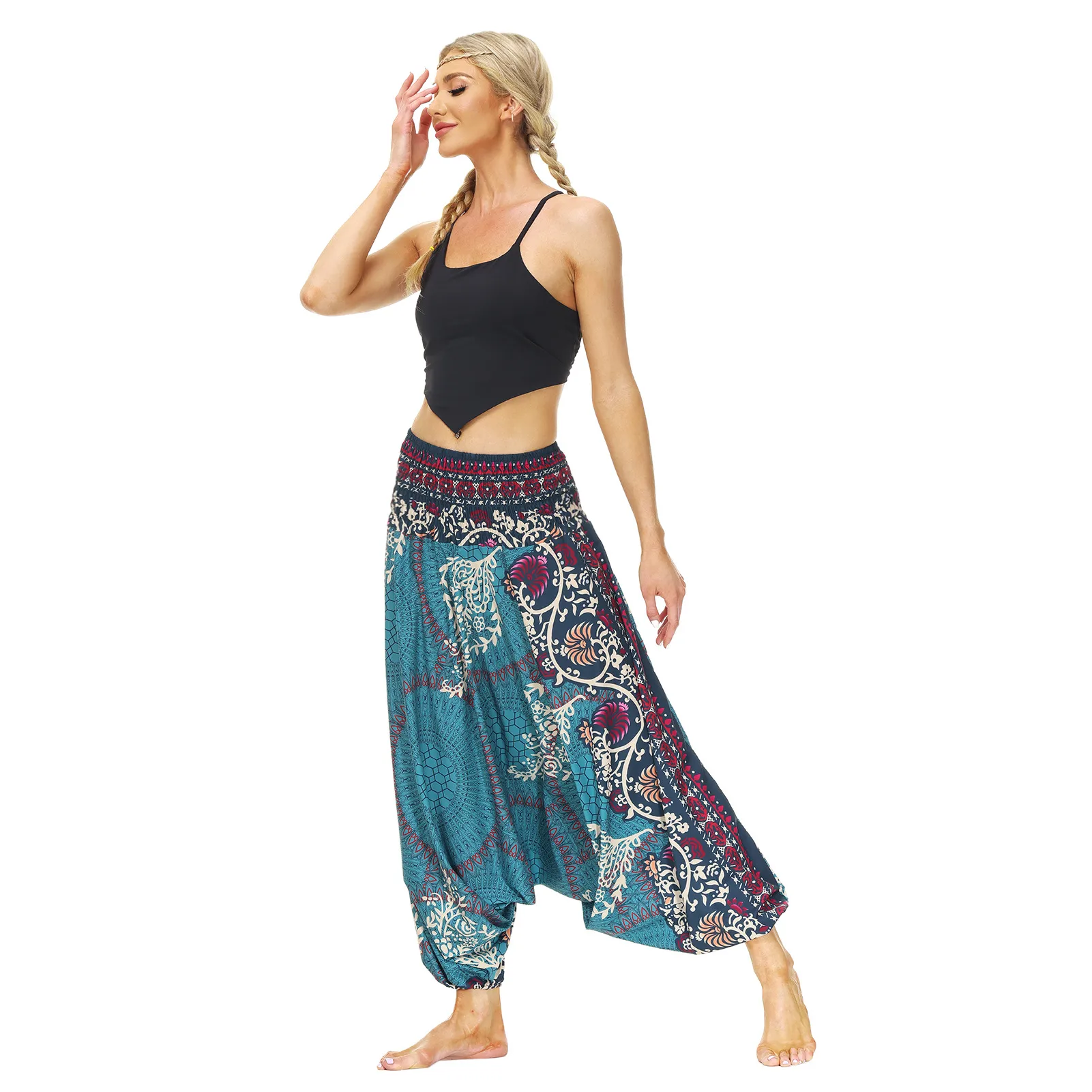 Factory Direct Digital Printing Women's Loose Toe Crotch Yoga Sports Pants Pop Breathable Summer Bloomers display picture 2