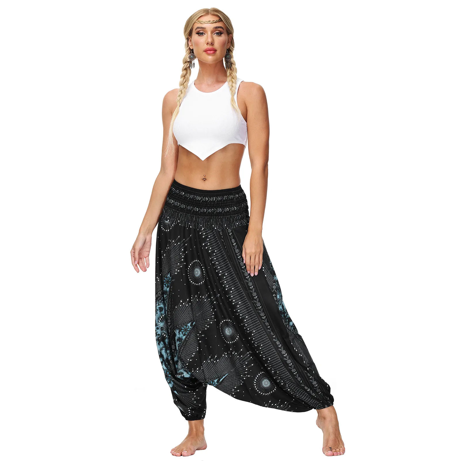 Factory Direct Digital Printing Women's Loose Toe Crotch Yoga Sports Pants Pop Breathable Summer Bloomers display picture 3