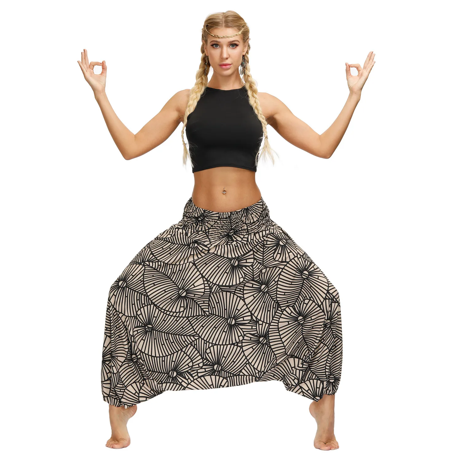 Factory Direct Digital Printing Women's Loose Toe Crotch Yoga Sports Pants Pop Breathable Summer Bloomers display picture 5