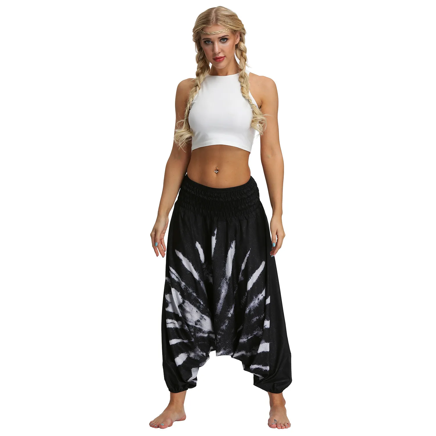 Factory Direct Digital Printing Women's Loose Toe Crotch Yoga Sports Pants Pop Breathable Summer Bloomers display picture 7