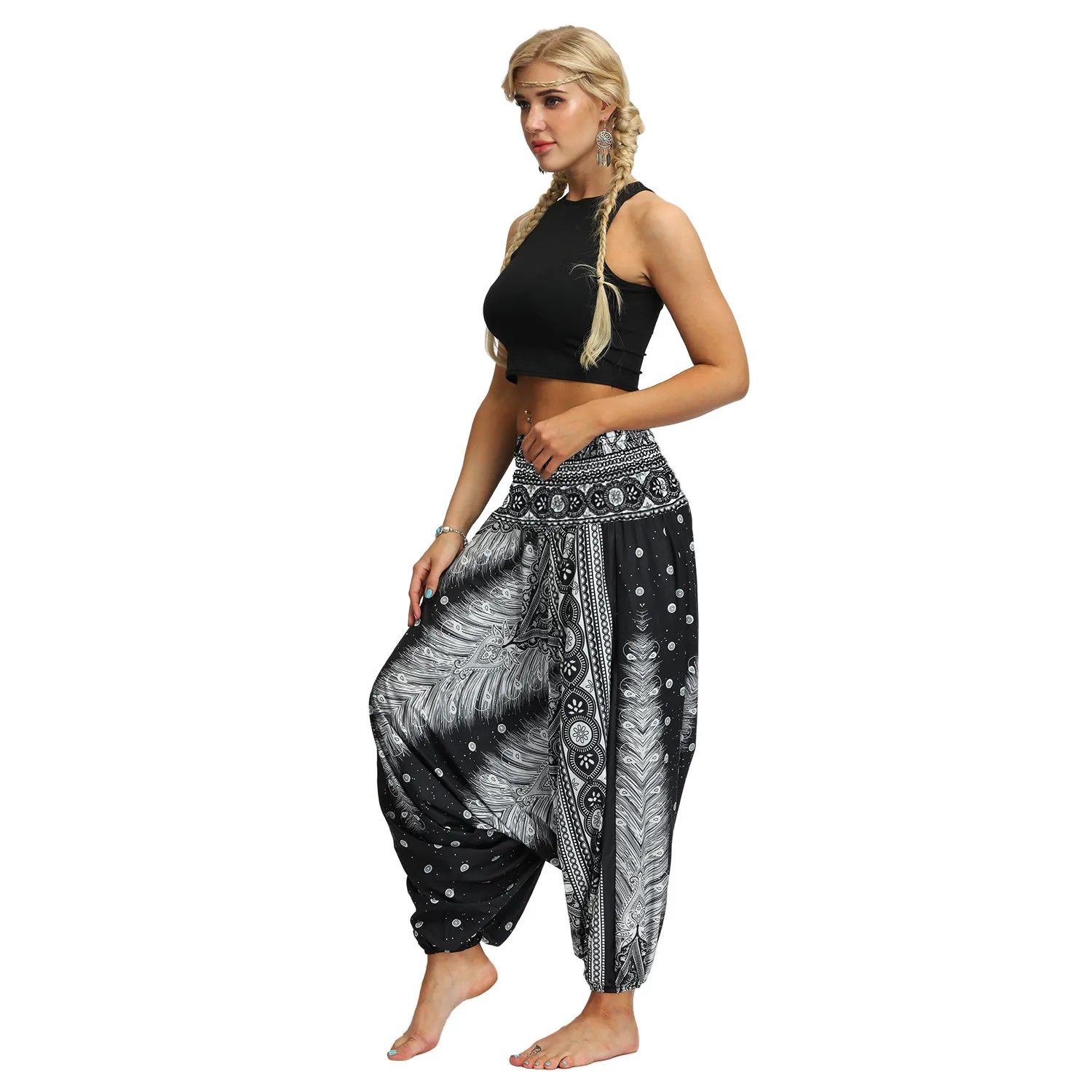 Factory Direct Digital Printing Women's Loose Toe Crotch Yoga Sports Pants Pop Breathable Summer Bloomers display picture 8