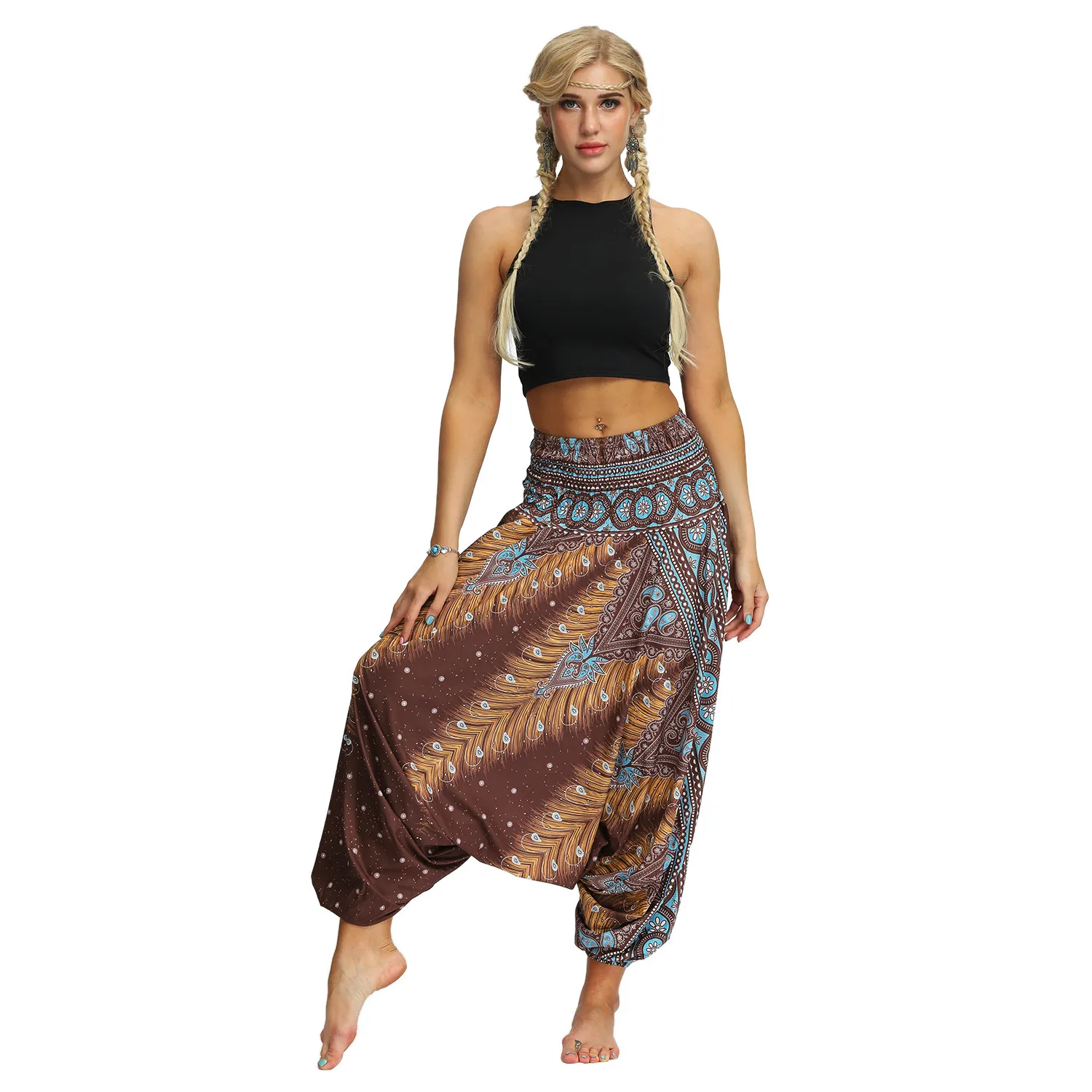 Factory Direct Digital Printing Women's Loose Toe Crotch Yoga Sports Pants Pop Breathable Summer Bloomers display picture 9