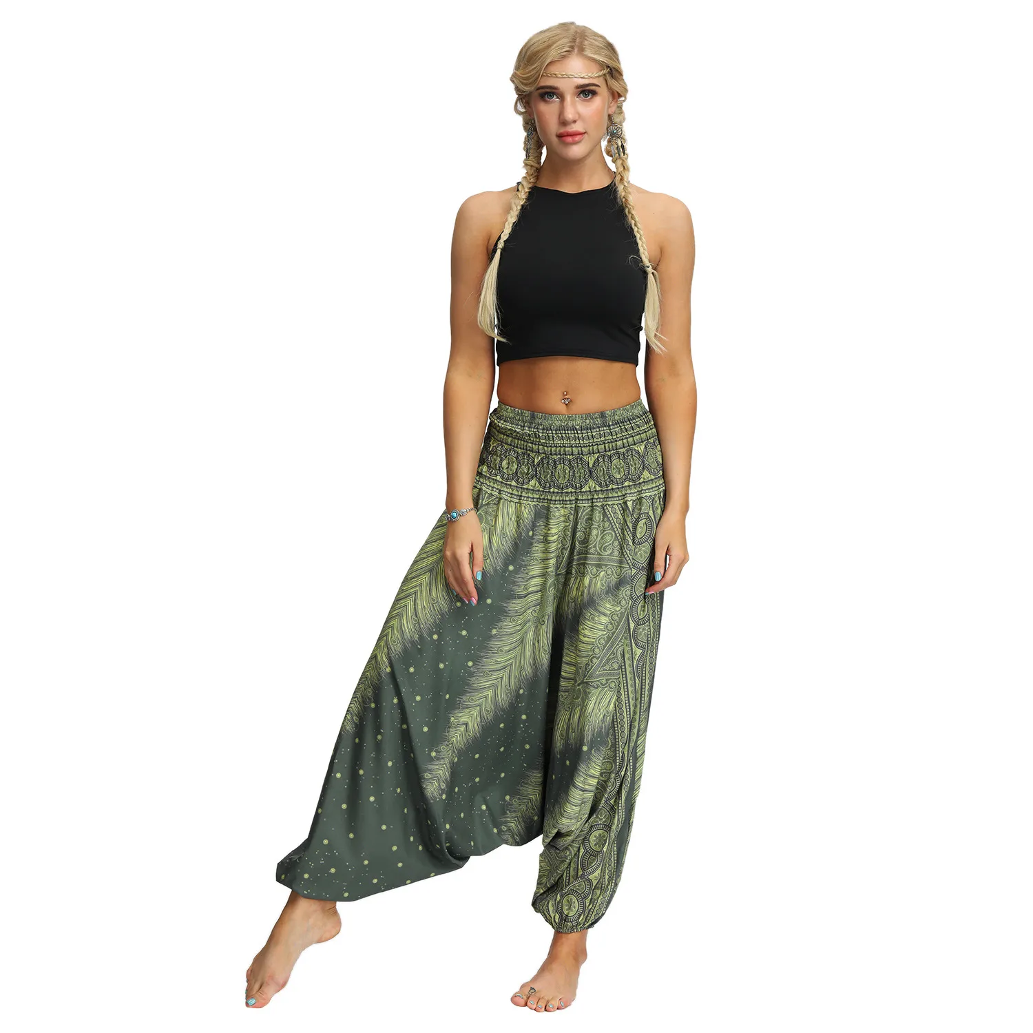 Factory Direct Digital Printing Women's Loose Toe Crotch Yoga Sports Pants Pop Breathable Summer Bloomers display picture 11