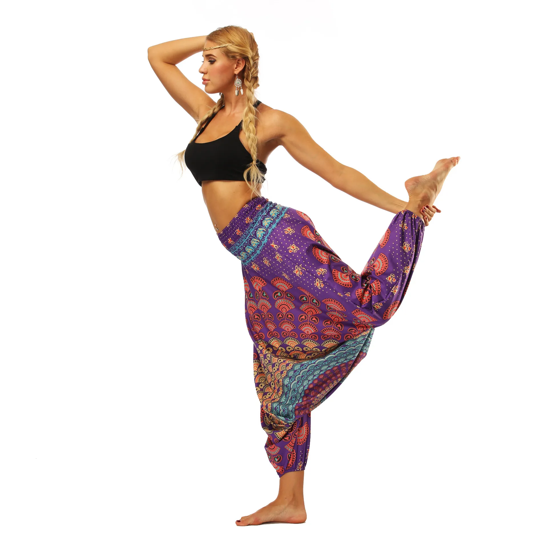 Factory Direct Digital Printing Women's Loose Toe Crotch Yoga Sports Pants Pop Breathable Summer Bloomers display picture 14
