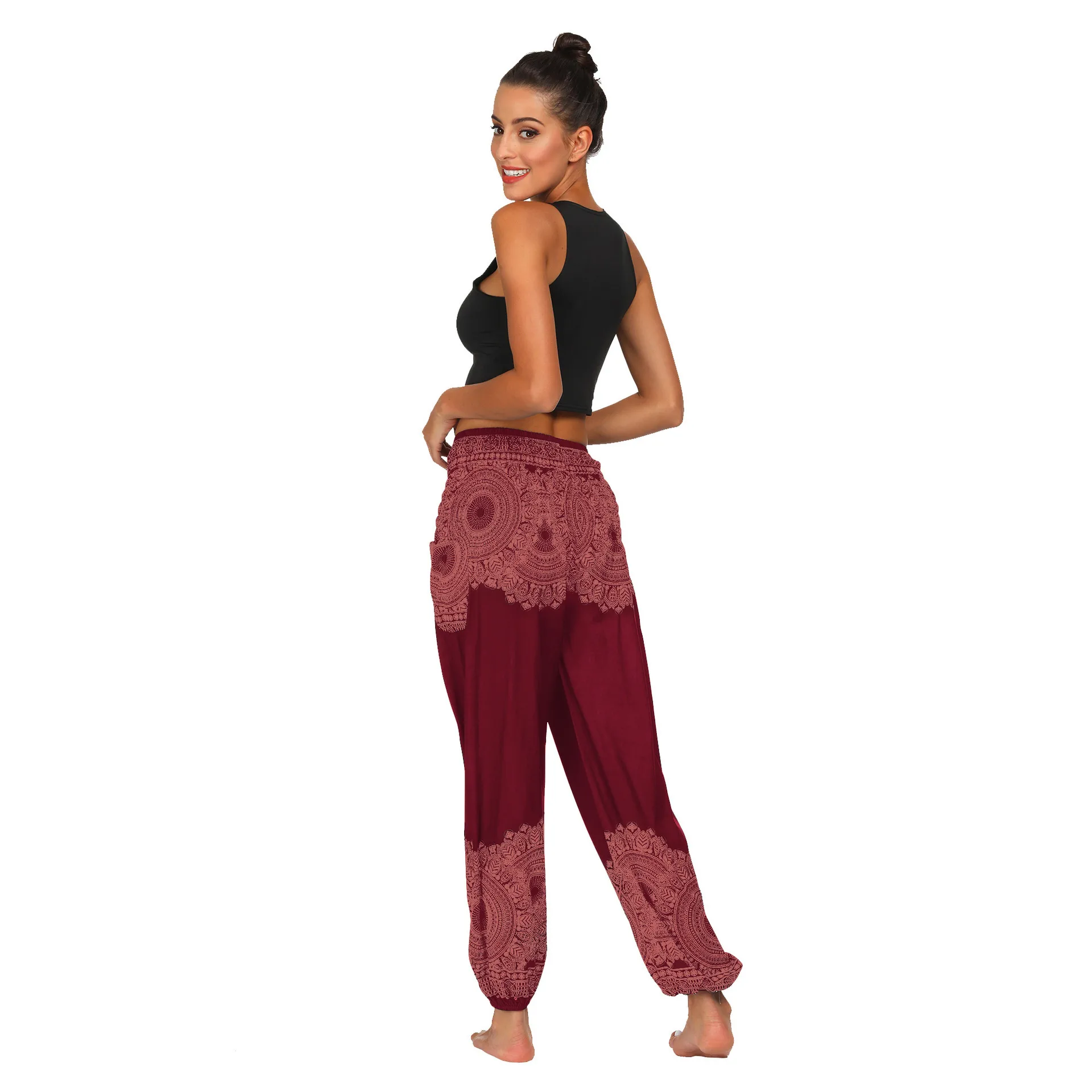 Bohemian Explosions Thai Flower Pants Tie-Dye Gradual Change Beach Holiday Bloomers Pocket Sun Protection Casual Trousers Women display picture 8
