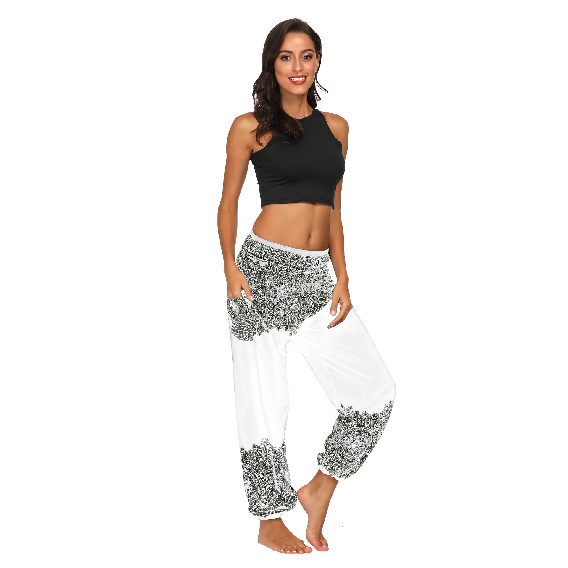 Bohemian Explosions Thai Flower Pants Tie-Dye Gradual Change Beach Holiday Bloomers Pocket Sun Protection Casual Trousers Women display picture 9