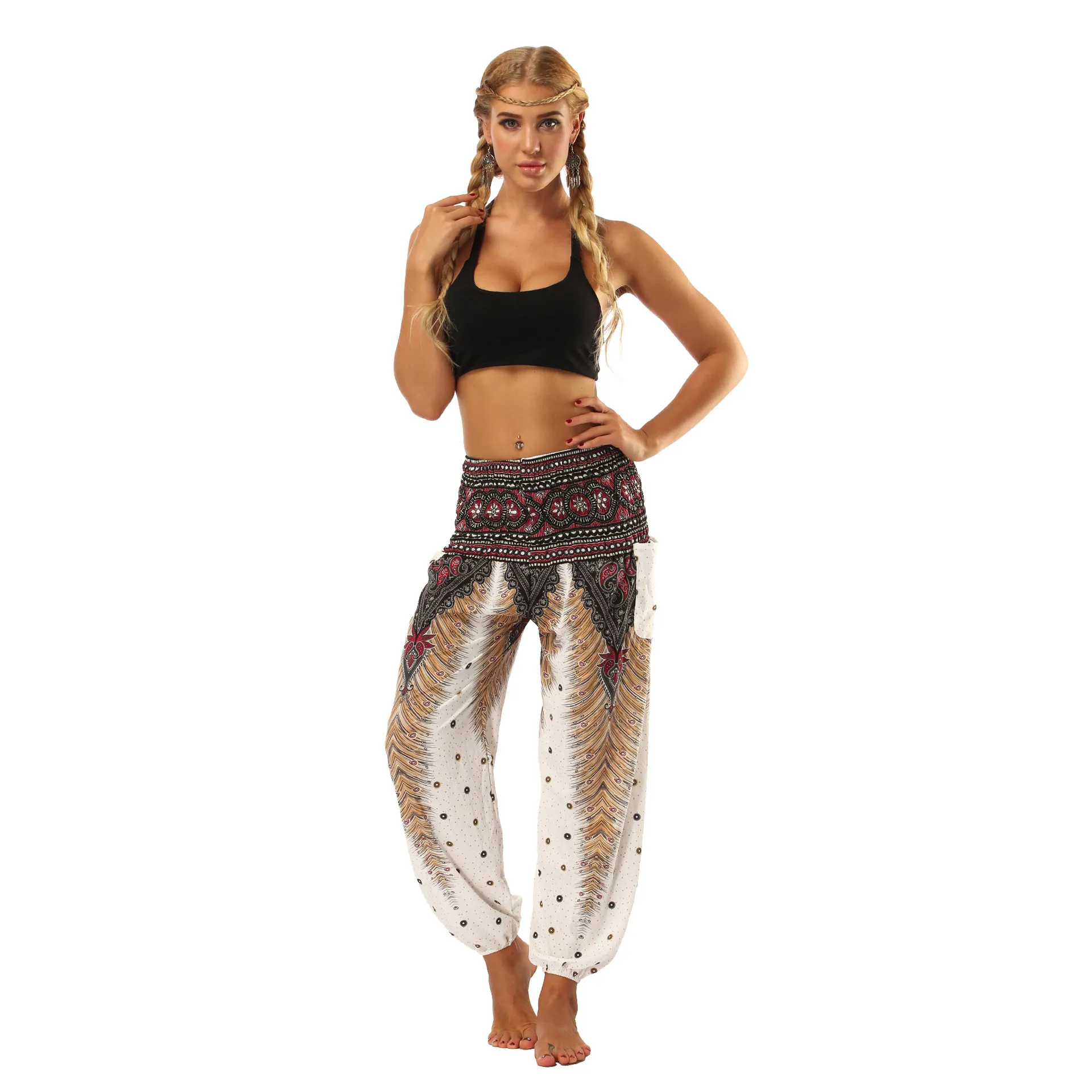 New Ethnic Style Digital Printing Women's Trousers Sports Casual Pants Loose High Waist Bloomers Spot display picture 2