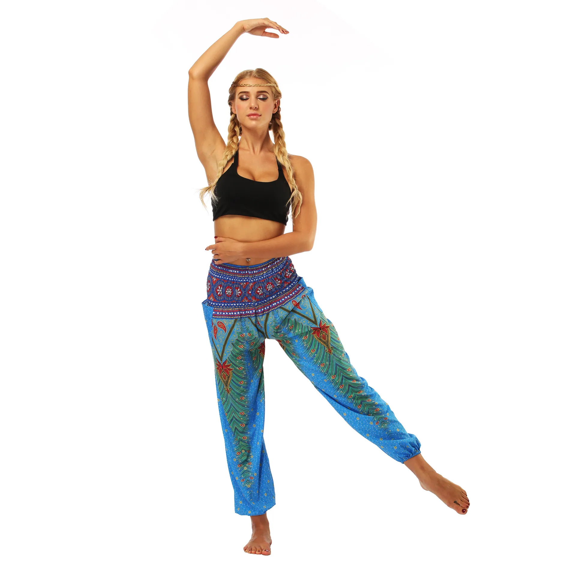 New Ethnic Style Digital Printing Women's Trousers Sports Casual Pants Loose High Waist Bloomers Spot display picture 5