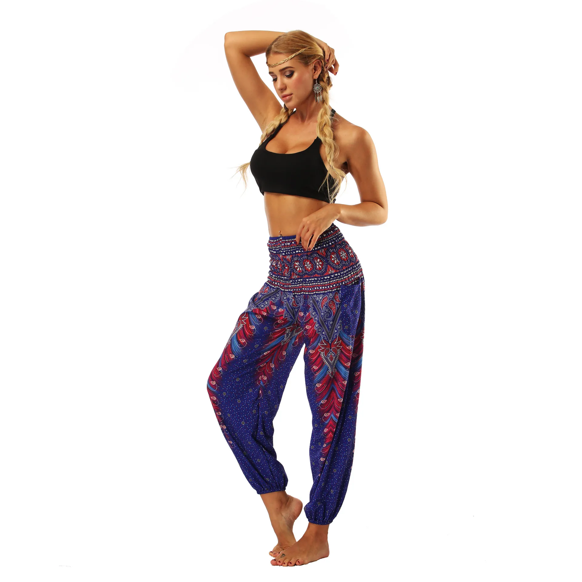New Ethnic Style Digital Printing Women's Trousers Sports Casual Pants Loose High Waist Bloomers Spot display picture 6