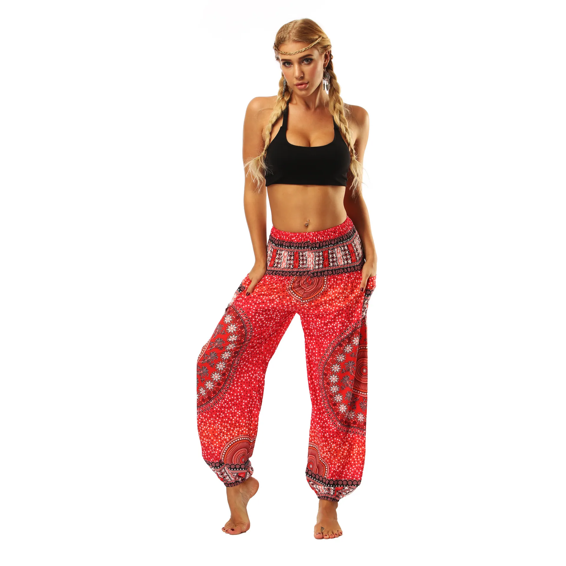New Ethnic Style Digital Printing Women's Trousers Sports Casual Pants Loose High Waist Bloomers Spot display picture 9
