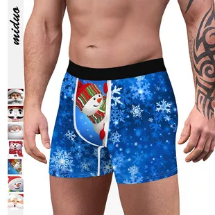 A Generation Of  Snowman Digital Printed Boxers Comfortable Breathable Men's Wear Slim Men's Underwear display picture 2