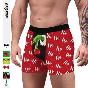 A Generation Of  Snowman Digital Printed Boxers Comfortable Breathable Men's Wear Slim Men's Underwear display picture 3