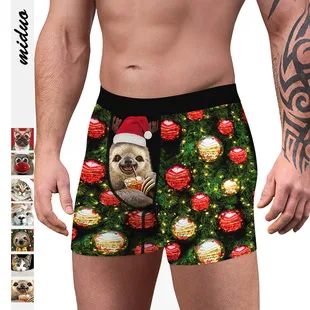 A Generation Of  Snowman Digital Printed Boxers Comfortable Breathable Men's Wear Slim Men's Underwear display picture 5
