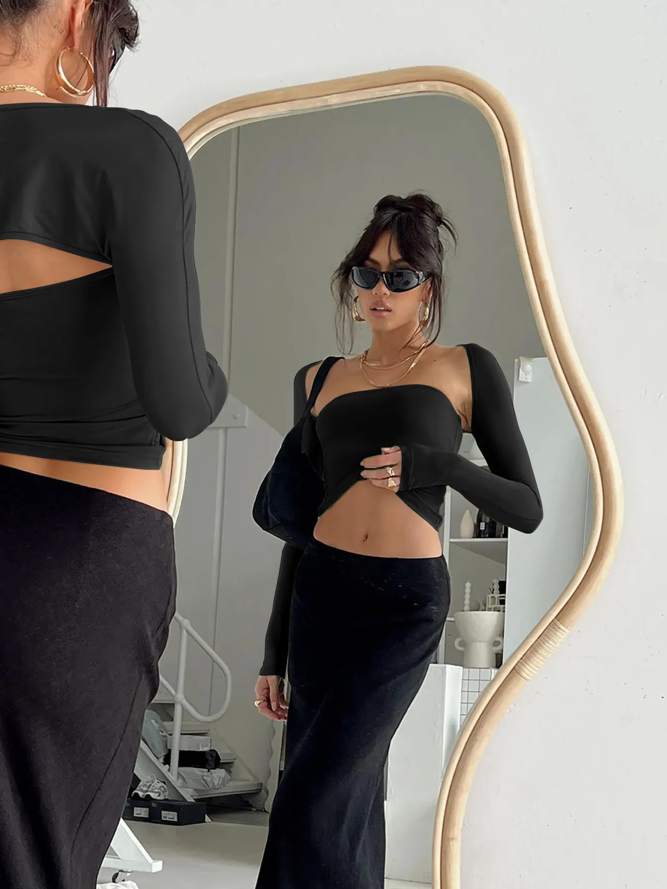 Foreign Trade Hot Girl Y2g Clothes Design Sense Slim Top Summer Inner Tube Top Vest Cardigan Two-piece Set display picture 2