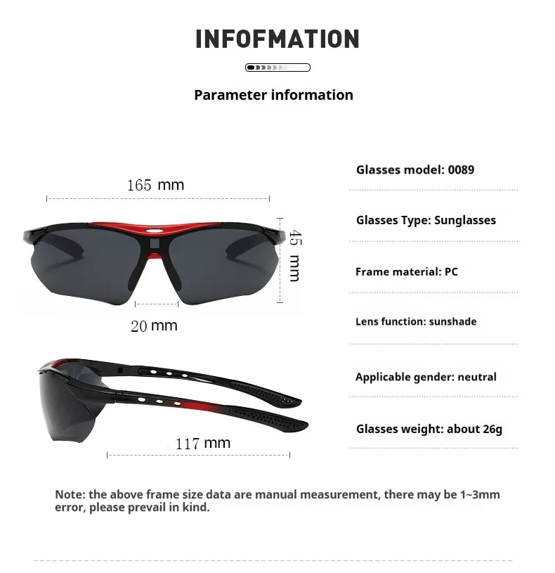 Outdoor Sports Sunglasses Trendy Sunglasses With Sunglasses Female Male Aviator Riding Glasses Wholesale 0089 display picture 1