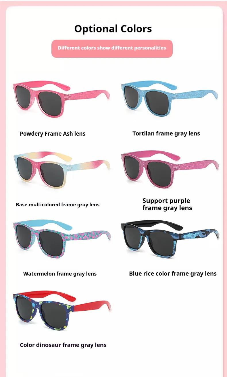 New Cartoon Colorful Printed Box Sunglasses Children's Outdoor Sunglasses Cute Baby Trendy Sunglasses display picture 2