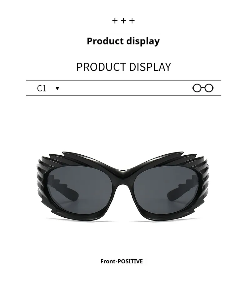 Style Distinctive Wings Riding Sunglasses Concave Style Ins Fashionable Sunglasses Women's Barbed Hedgehog Y2K Sunglasses display picture 3